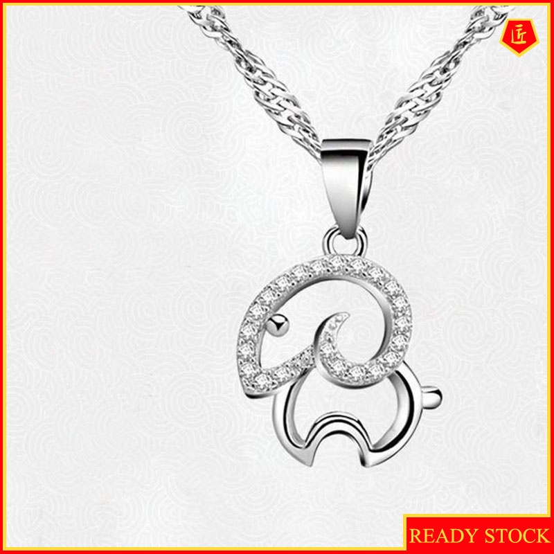 [Ready Stock]Zodiac Sheep Hollow out Silver Necklace Elegant Fashion