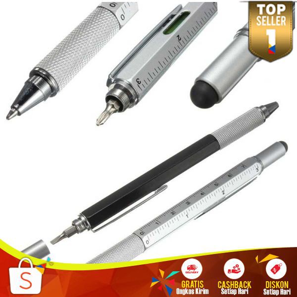 Pen Tablet Terbaru Pena Multifungsi Stylus+Penggaris+Level+Obeng Lengkap Pulpen Serbaguna Murah