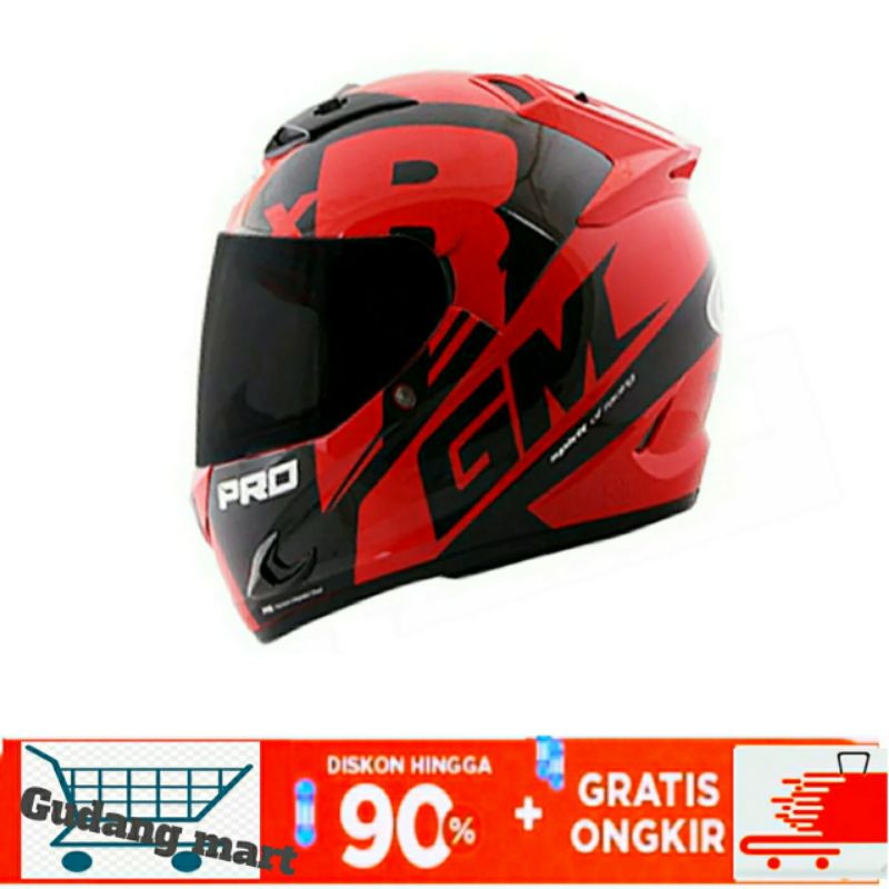 Helm GM full face new motip merah maroon orginal