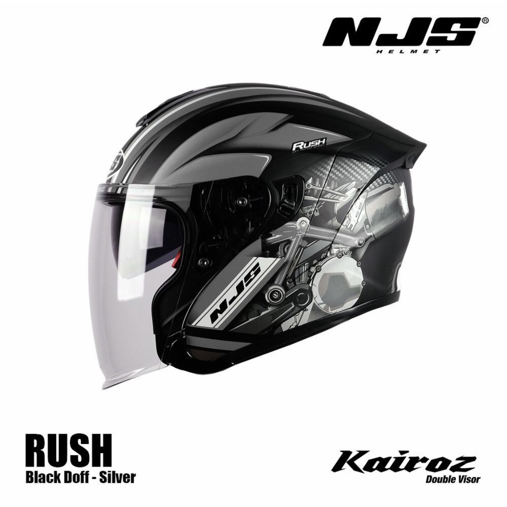 HELM NJS KAIROZ MOTIF RUSH DOBLE VISOR HELM HALF FACE-4