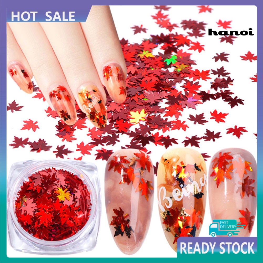 Hn- Sequin Glitter Bentuk Daun Maple Warna Gradasi Untuk Dekorasi Nail Art
