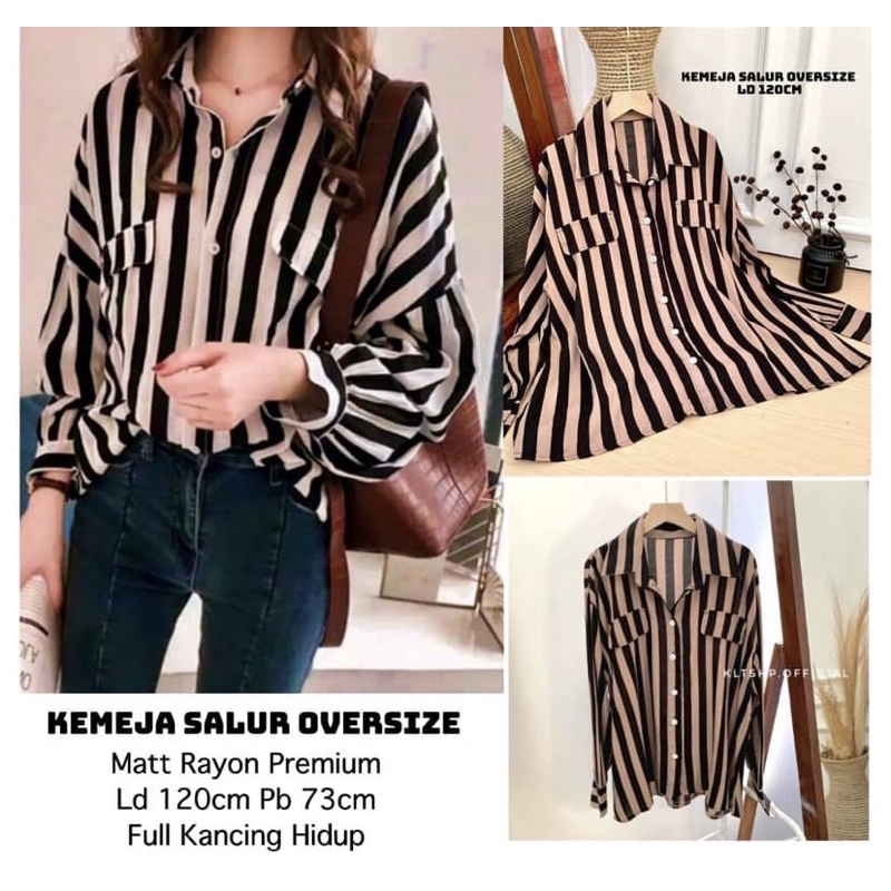IC Kemeja garis-garis / baju kemeja wanita kekinian 2021