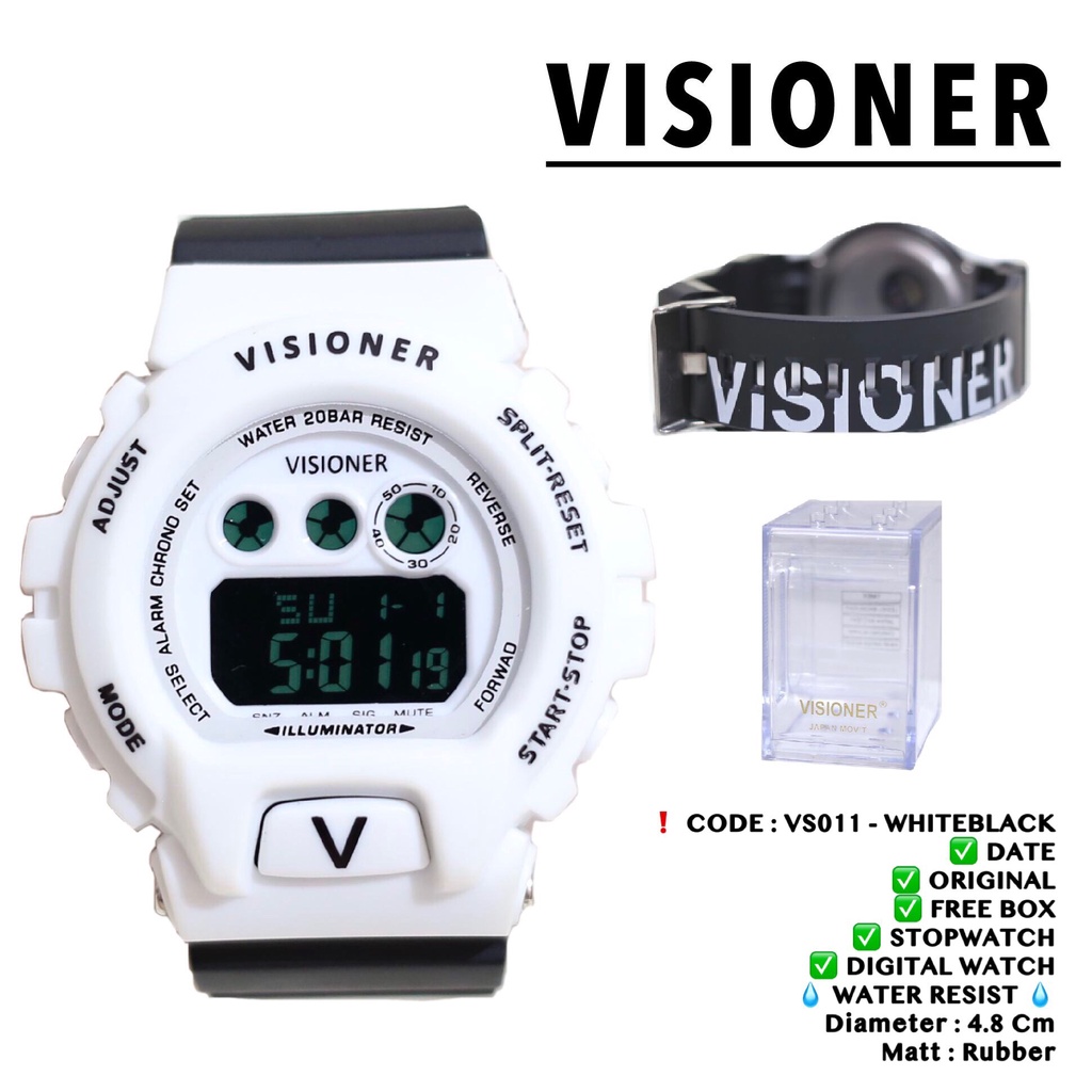 Jam tangan ORIGINAL visioner pria digital free box garansi 1 tahun VS011