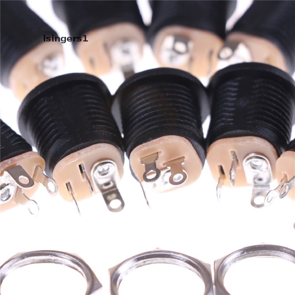 (lsingers1) 10pcs Socket Jack Power DC 022 2.1x5.5mm Warna Hitam Untuk PCB