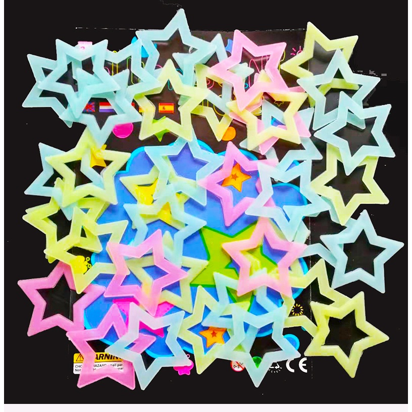 100 Pcs Stiker Dinding 3D Bentuk Bulan Bintang Glow In The Dark Bahan PVC Untuk Dekorasi Natal