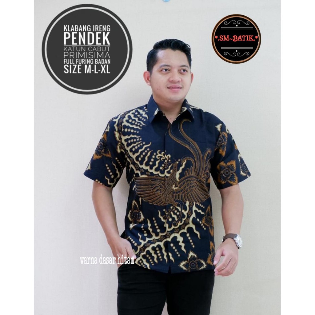 Kemeja Baju Batik Pria Lengan Pendek PREMIUM Modern LAPIS FURING KLABANG IRENG SM BATIK