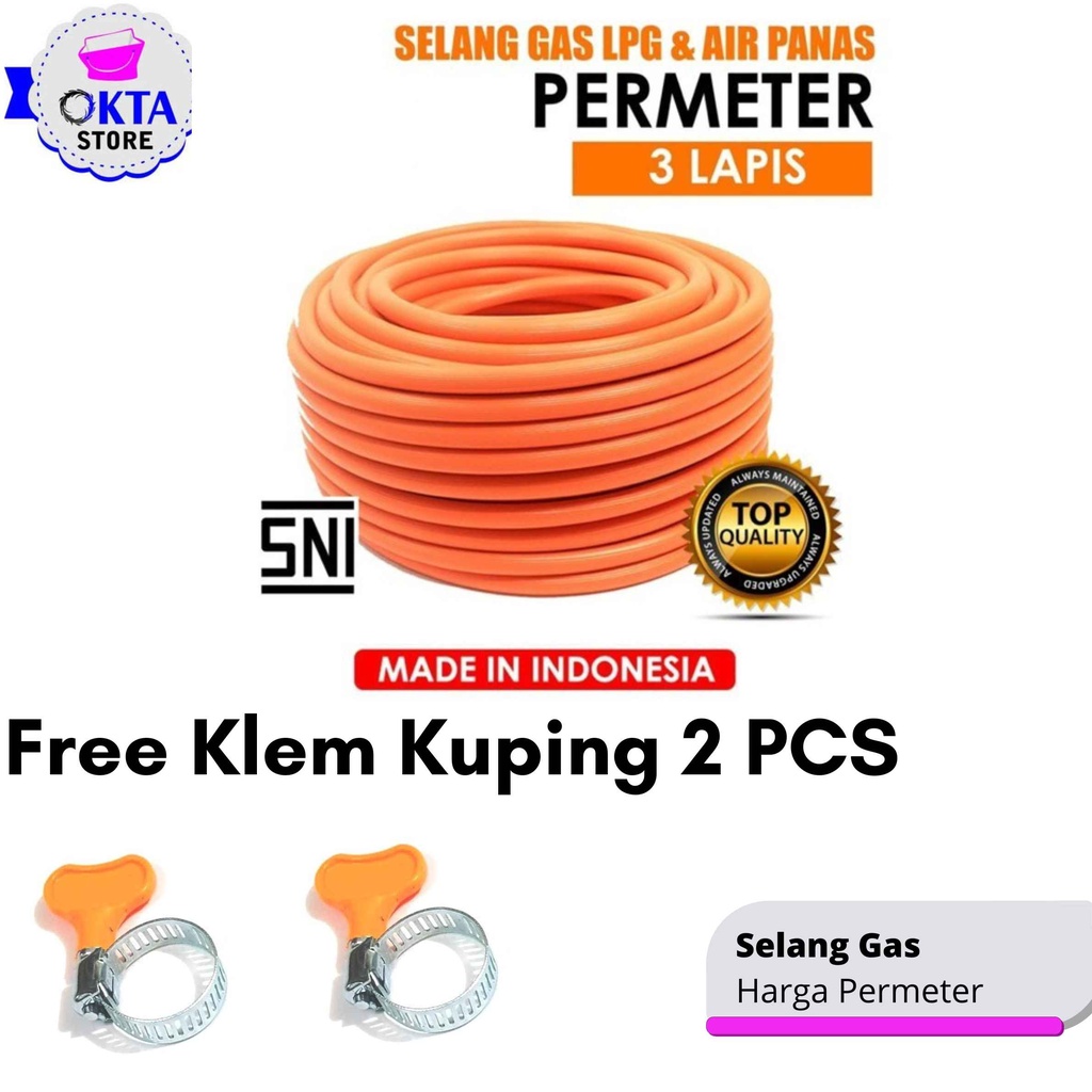 Selang Gas 3 Lapis Tekanan Tinggi Harga Meteran Free Klem Selang - Selang Gas LPG 3 Lapis High Pressure