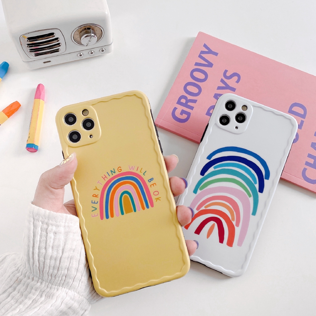 Rainbow graffiti Soft Case Bahan Tpu Motif Bunga Iphone 7