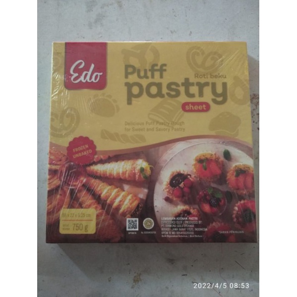 Edo Frozen Puff Pastry Sheet 750gr - EDO PUFF PASTRY 750 GR