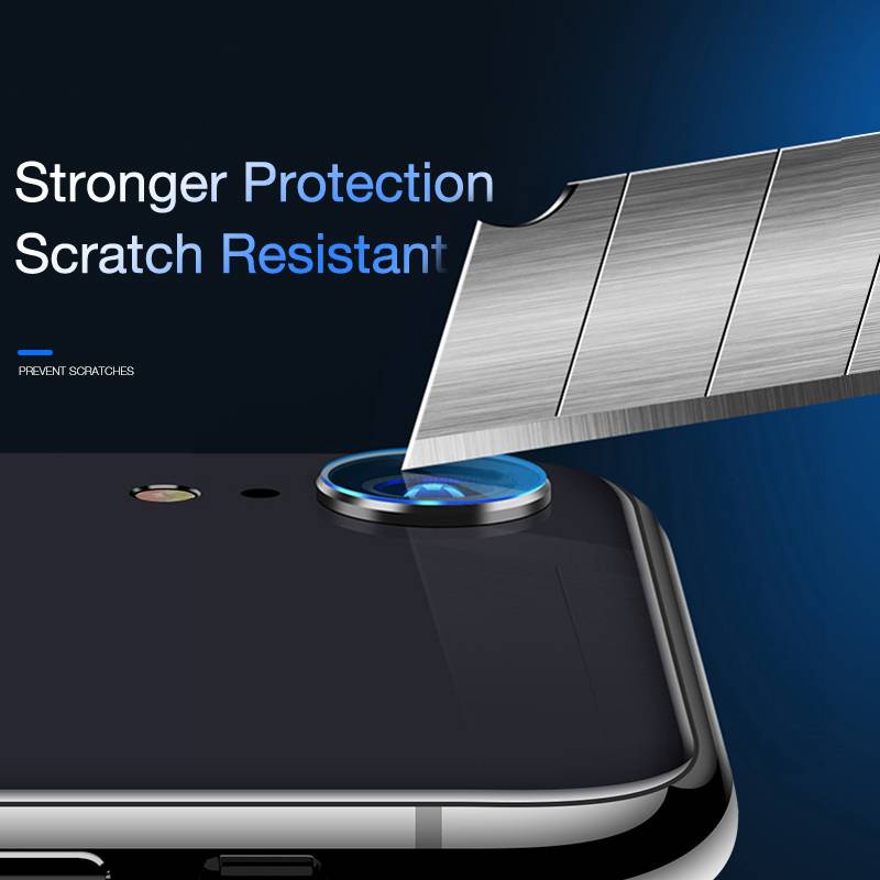 Tempered Glass Pelindung Lensa Kamera Belakang + Ring Metal Untuk Iphone Xr