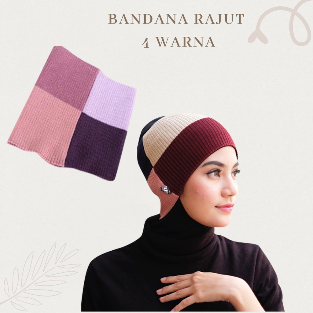 Alny Hijab - Inner rajut/ bandana rajut 4 warna / bandana kombinasi /ciput rajut anti pusing /inner rajut 4 warna