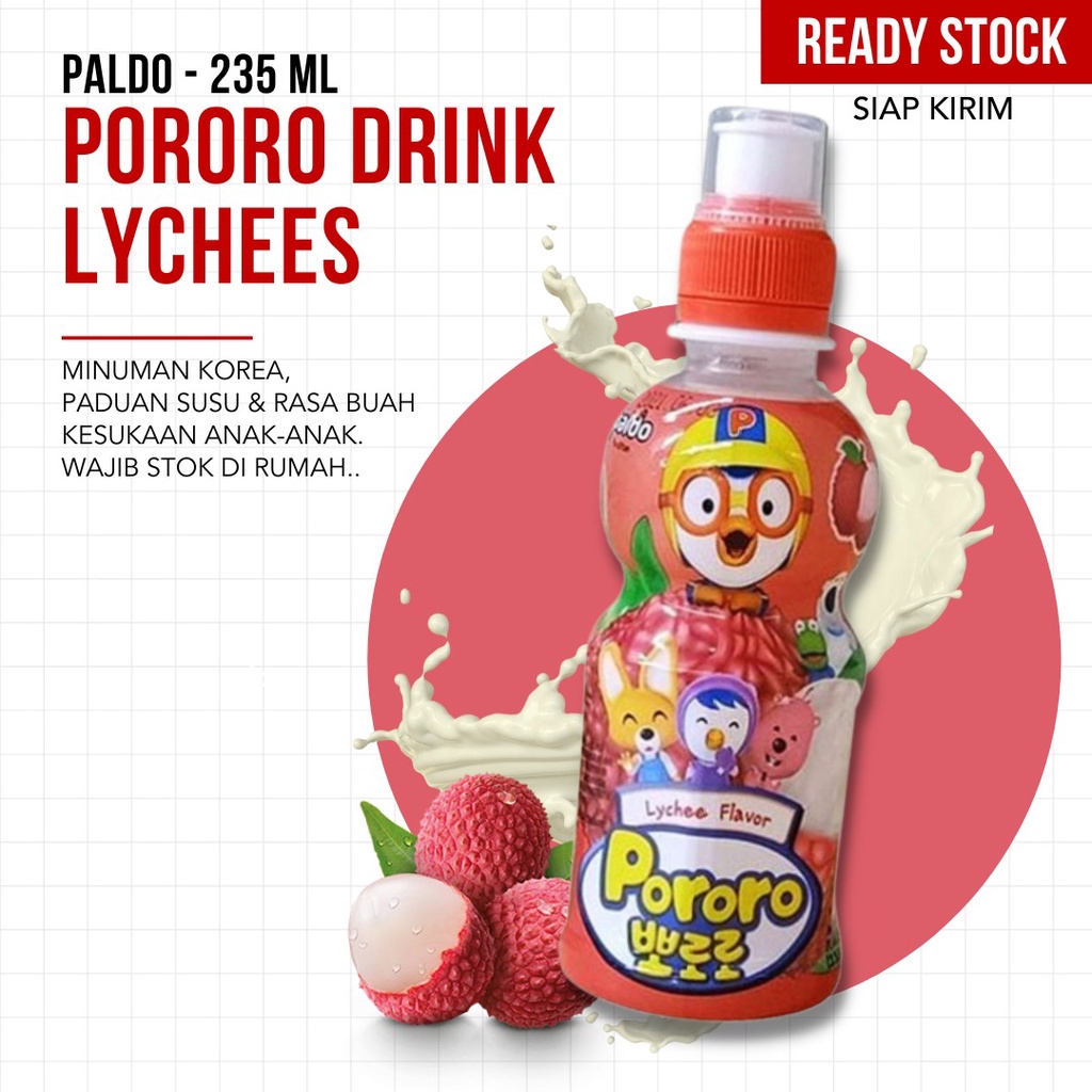 (TERMURAH) Paldo - Pororo Drink Lychees 235 ML