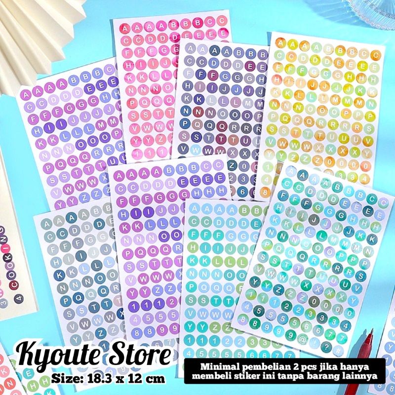 

Sticker Sheet Alfabet Huruf Angka Alphabet Nomor Abjad Bulat Paper Journal Scrapbook DIY Diary