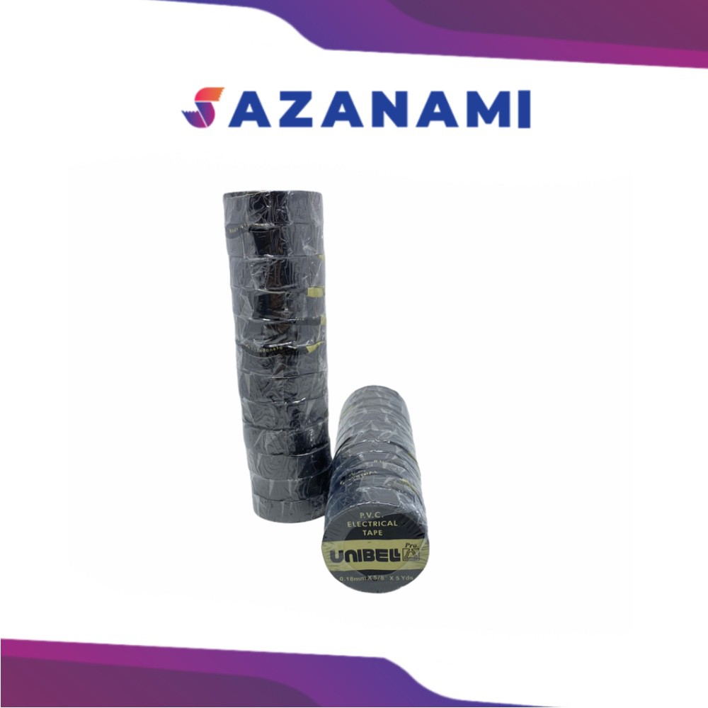 

1 PACK 1 LUSIN Unibell 18MM X 5 Yard Isolasi Listrik Kabel Electrical Tape sazanami