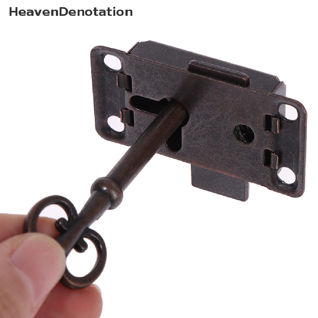 [HeavenDenotation] Antique Copper Door Lock For Furniture Drawer Jewelry Wood Box Cabinet Cupboard