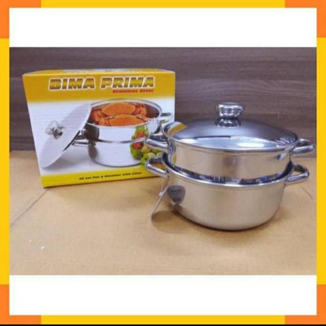 BIMA POT & STEAMER PANCI KUKUSAN 24 CM WITH COVER ORIGINAL BIMA ASLI MANTAP BERKUALITAS
