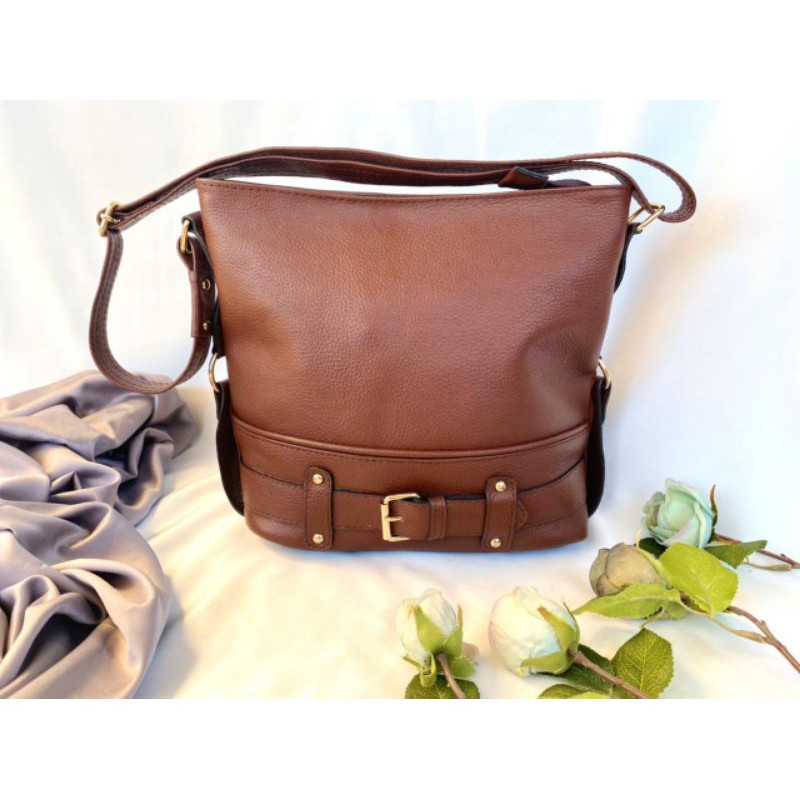 TAS KULIT SELEMPANG ELIZABETH ASLI KULIT SAPI