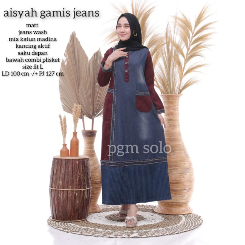 gamis jeans wanita ld 100