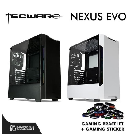 Tecware Nexus EVO Black - Tempered Glass Mid Tower ATX Case - Putih