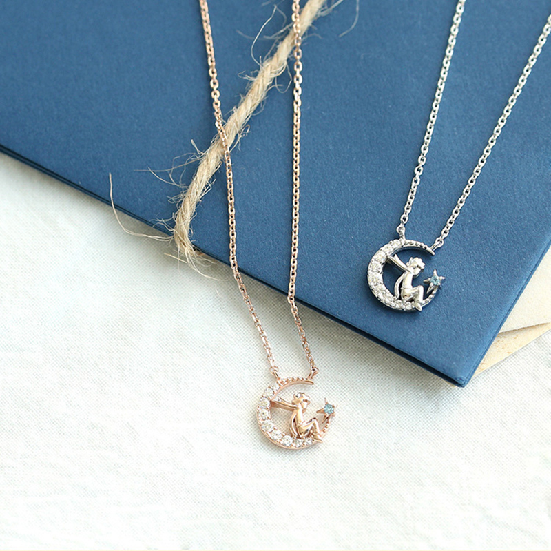 Kalung Rantai Dengan Liontin Bentuk Bulan Little Prince Untuk Wanita