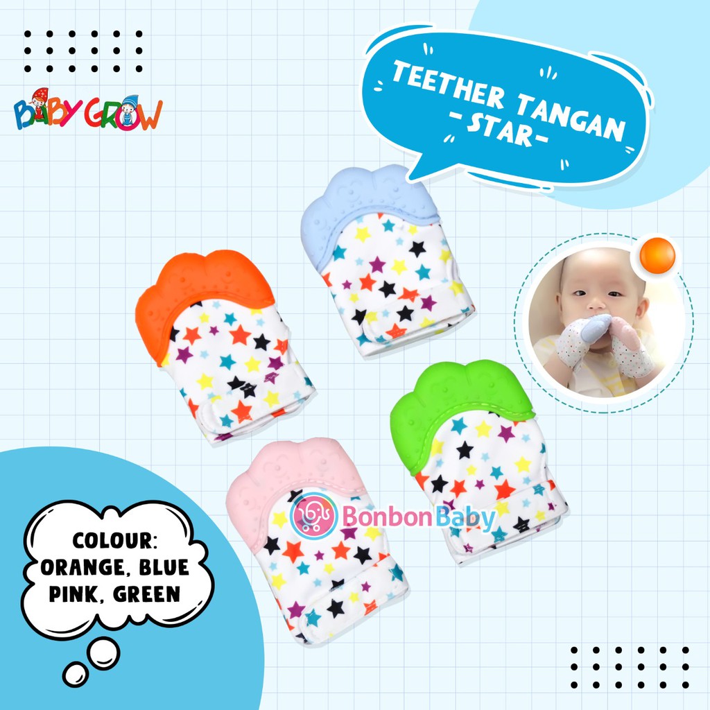 Babygrow Mitten Teether Silicone / Sarung Tangan Bayi + Gigitan Silikon