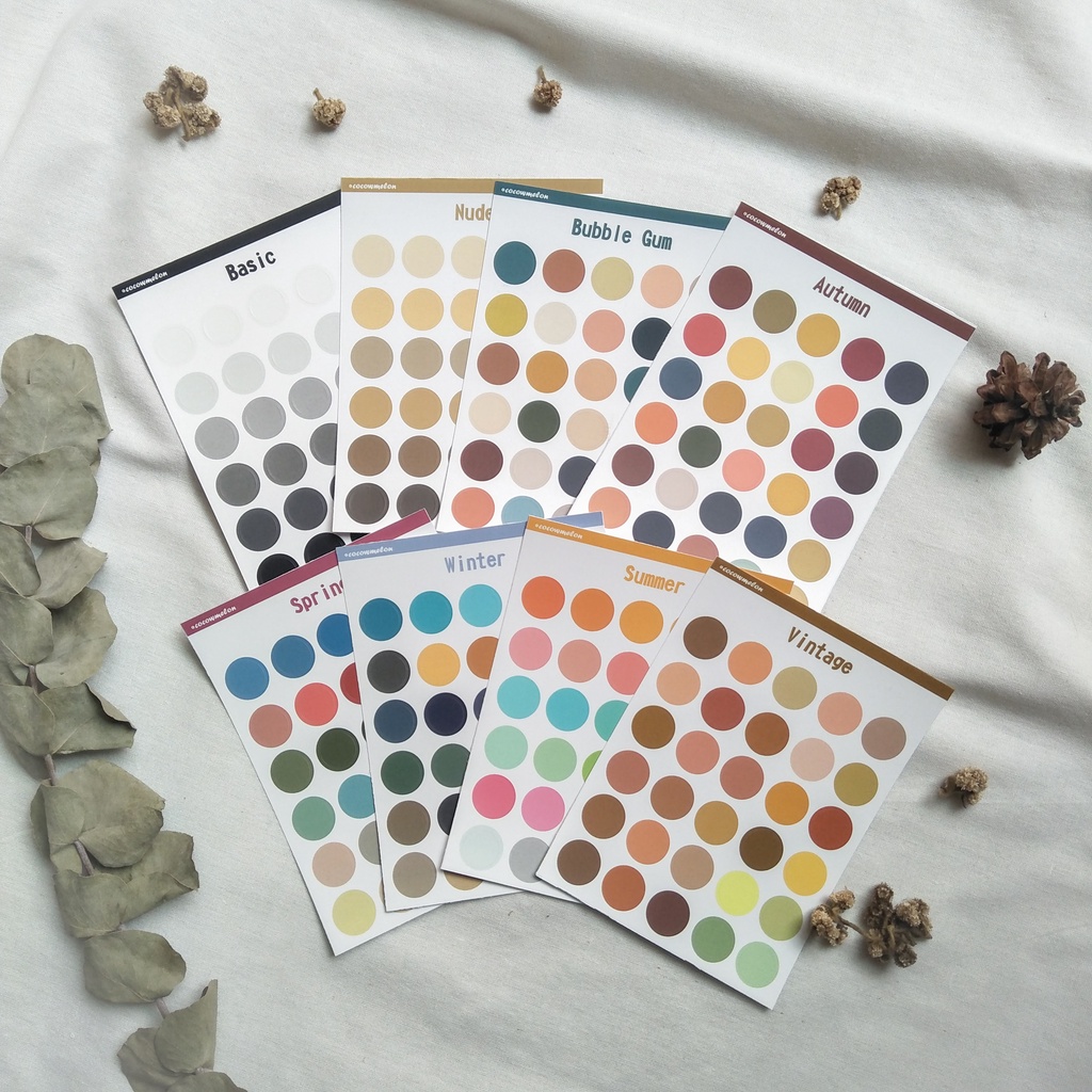 30 pcs Stiker Bulat Polos / Sticker Vinyl Doff Kiss Cut / Dot Round Sticker / Jurnal / Scrapbook / P