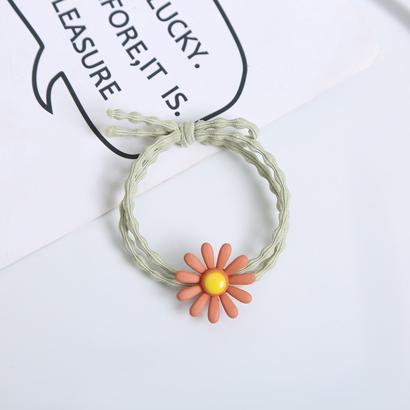 OSM JKT F5103 (1 PC) Ikat Rambut Elastis Bunga Daisy Gaya Korea / Karet Rambut  / Kunciran Rambut-Tali Hijau
