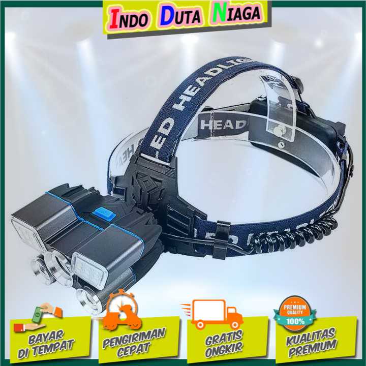 IDN TOOLS - Albinaly Senter Kepala Headlamp Cree XM-L2+2XPE+Red Blue LED - TG-007