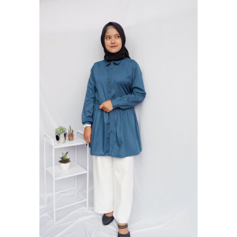 Kemeja Wanita Tunik Ruffle Premium