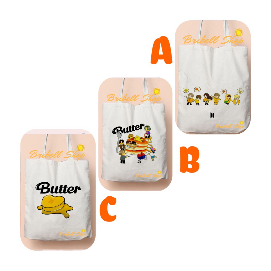 Totebag Kanvas Bergambar Butter Korean Fashion Wanita