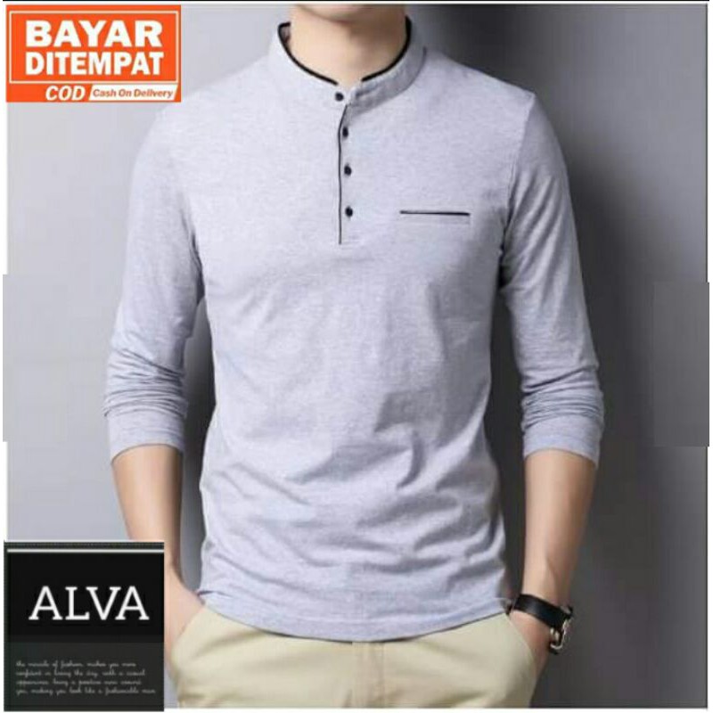 BAJU KOKO Polos Lengan Panjang koko kerah sanghai Cotton Combed 24 S Premium