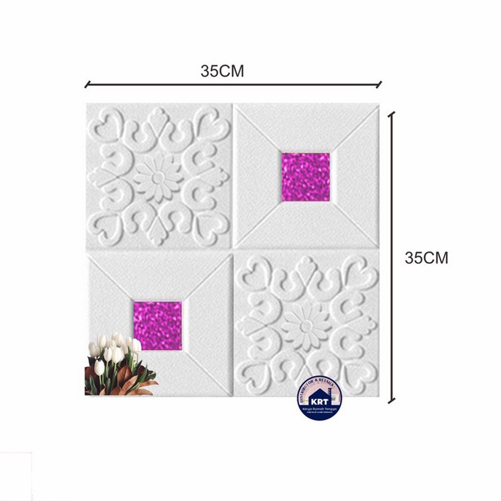 PROMO WALLPAPER FOAM 3D MOTIF BATIK KRISTAL Classic 35X35 / Wallpaper Sticker Dinding Plafon Emboss-KRISTAL PINK