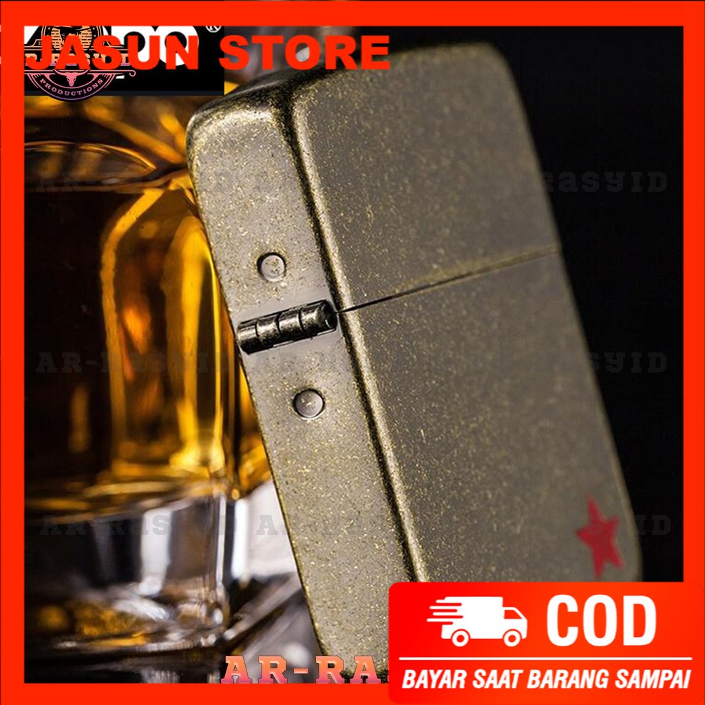 BISA COD! Korek Api Minyak Zippo Copper Motif Red Star 1941