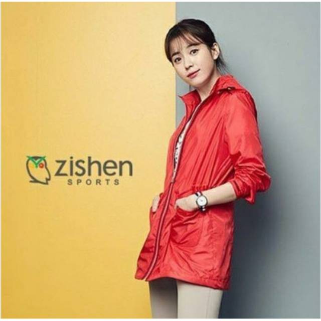 Zishen navy nylon rain hoodie jacket