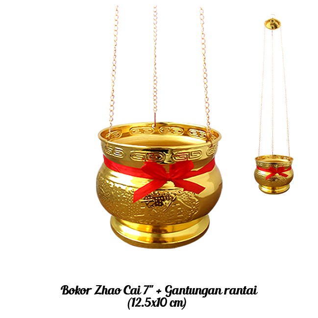 Tempat Dupa / Hiolo / Bokor Kuningan Zhao Cai + Gantungan Rantai