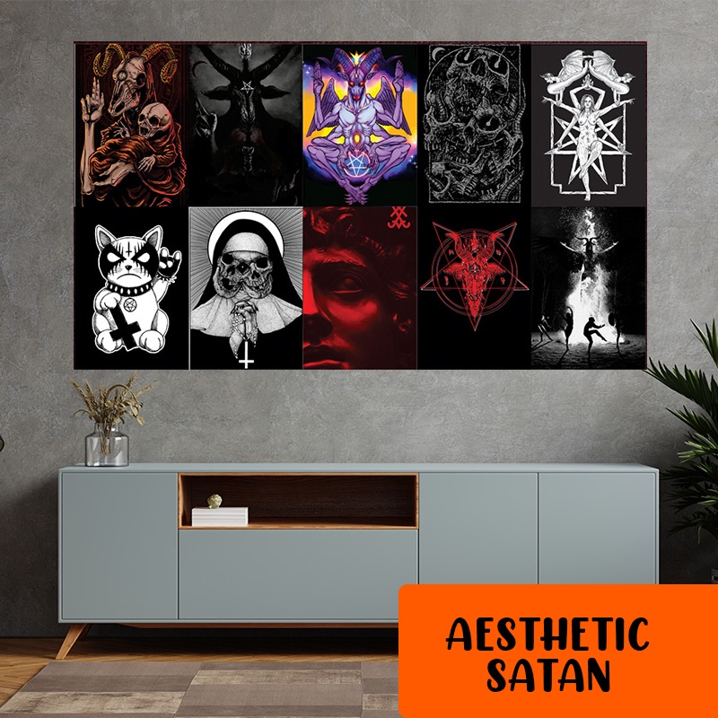 (10pcs poster) Poster Dinding Aesthetic SATAN | Isi 10 Poster | Poster Aesthetic | Poster Band Retro