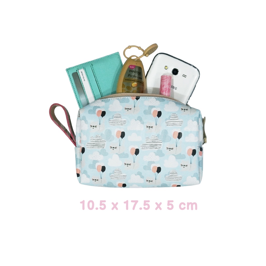 Shifra Pouch Kosmetik Tempat Masker Pouch Sanitizer Make Up Gambar Pattern City Fox Alpaca