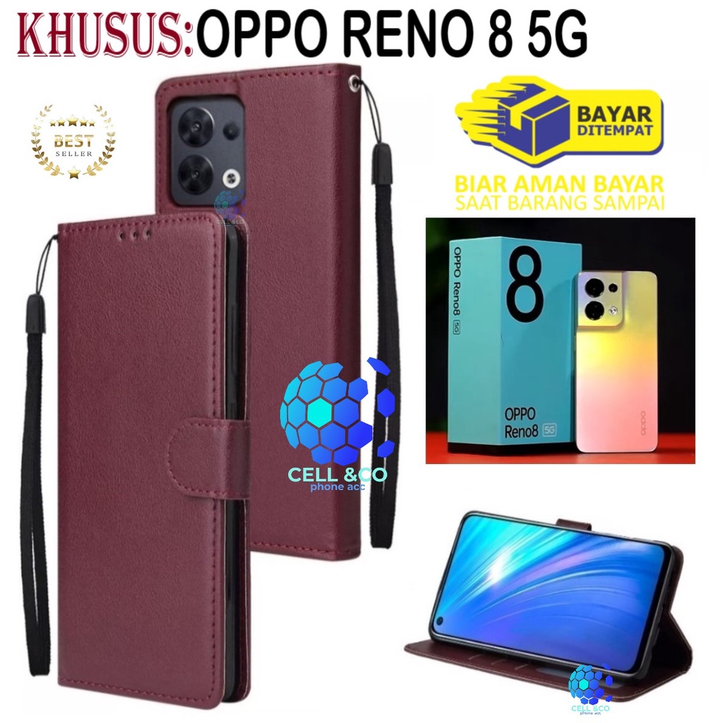 NEW OPPO RENO 8 (5G) TERBARU CASE FLIP LEATHER WALLET PREMIUM FLIP CASE BUKA TUTUP KESING HP CASING FLIP CASE WALLET OPPO RENO 8 5G 2022