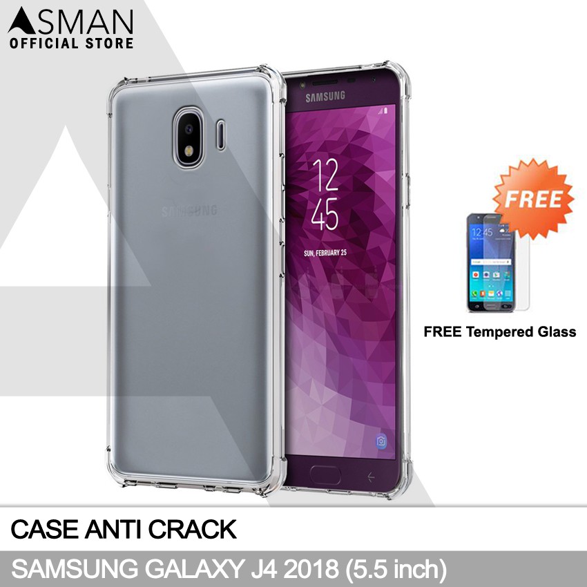 Anti Crack Samsung Galaxy J4 (5.5&quot;) | Soft Case Anti Bentur + FREE Tempered Glass