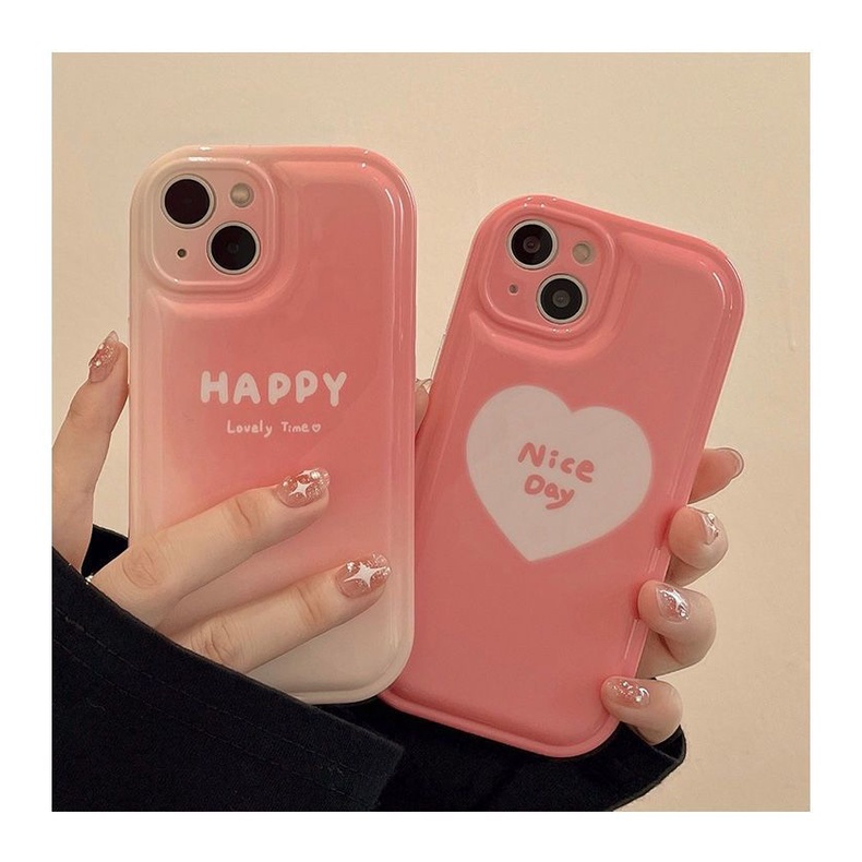 Case Motif Hati Warna Gradasi Pink Untuk iPhone 12 13 11 Pro Max X Xs Max Xr