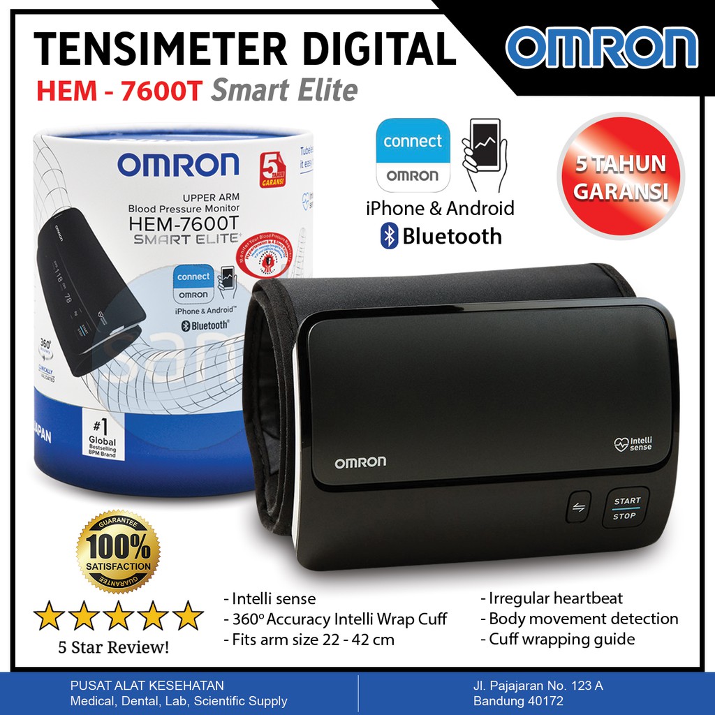 Omron HEM-7600T Automatic BPM Smart Elite | Shopee Indonesia