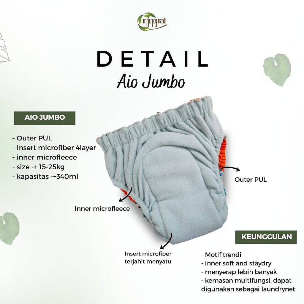 NINGRAT Popok Bayi Kain Cuci Ulang Clodi AIO Pull Up Pants Celana Ningrat Reguler BB 5-17 Kg  Popok Pampers Cuci Ulang