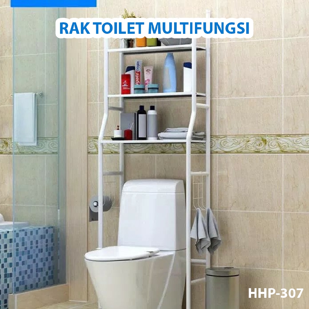 Rak Toilet / Kamar Mandi / WC / Serbaguna Tempat Shampoo Sabun Tissue / Rak Kloset