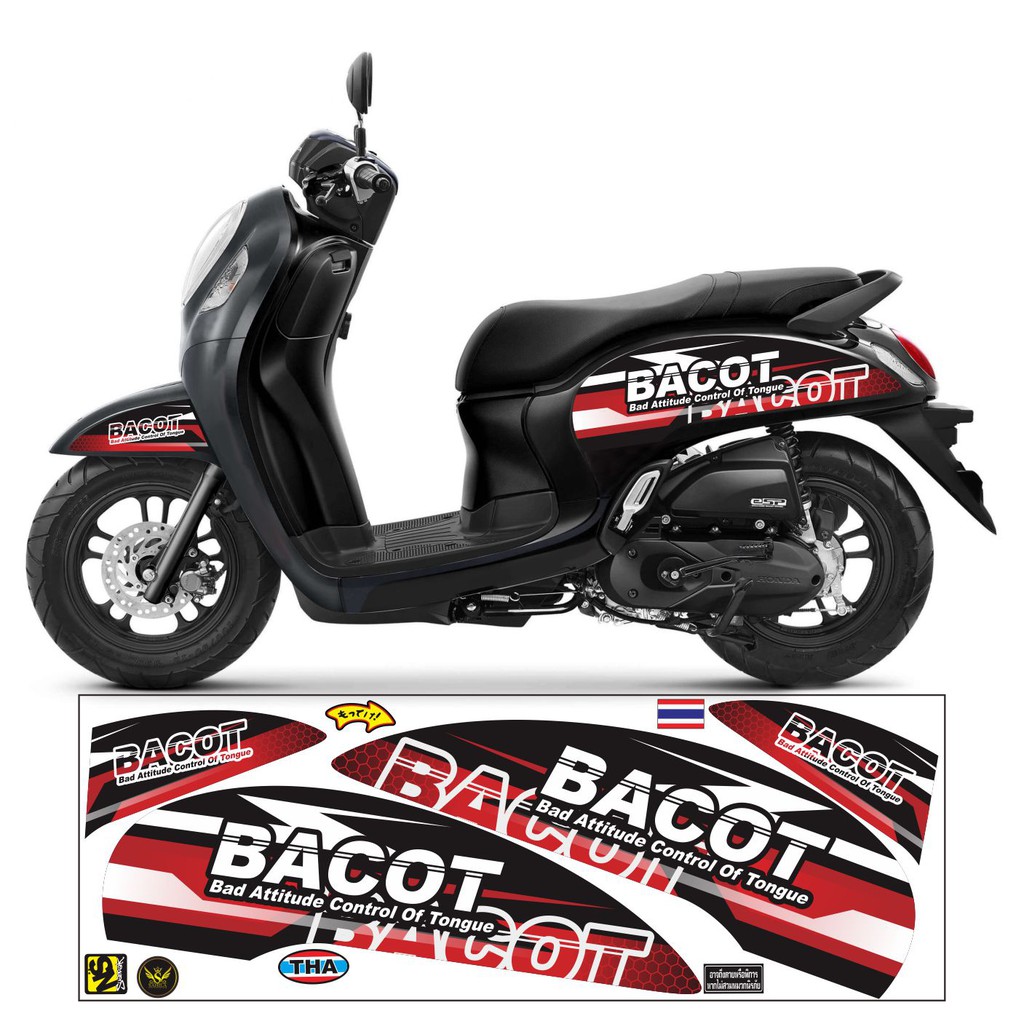 STRIPING VARIASI SCOOPY 2021 BACOT - STICKER BACOT - STRIPING SCOOPY BLACK