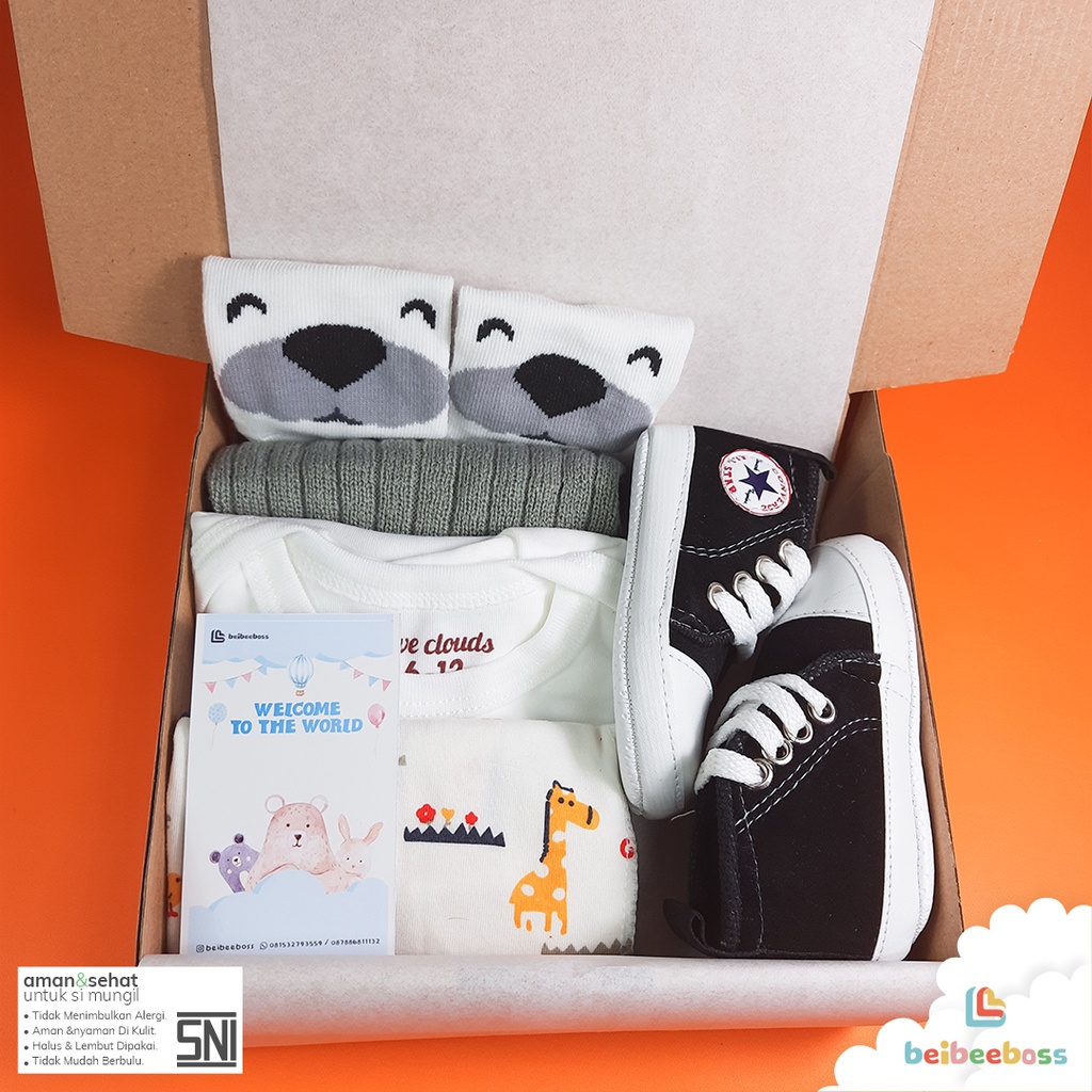 KADO BAYI / HAMPERS BAYI NEWBORN / KADO BAYI / BAJU BAYI/ HAMPERS BABY /GIF BOX BAYI PEREMPUAN / KADO BAYI CEWEK / KADO BAYI COWO / Baju Bayi Perempuan-STAR PUTIH
