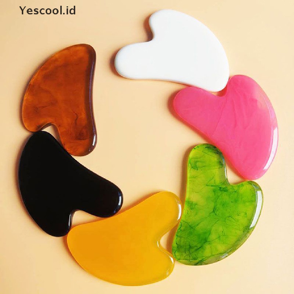 【Yescool】 Natural Jade Guasha Scrapping Plate Massager Face Meridian Plate Tools New .