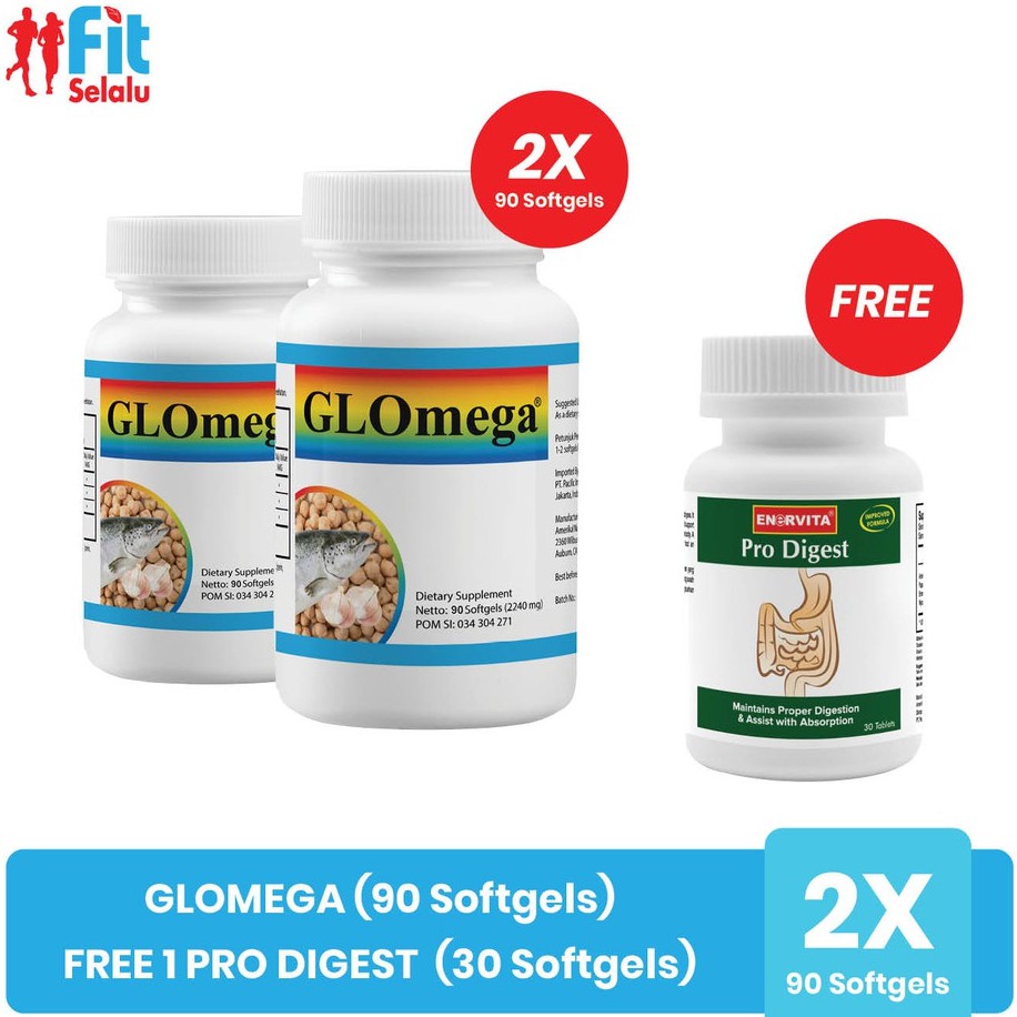 ( 2 Pack ) Glomega Omega 3 Membantu Memelihara Kesehatan 30,60,90 Softgel
