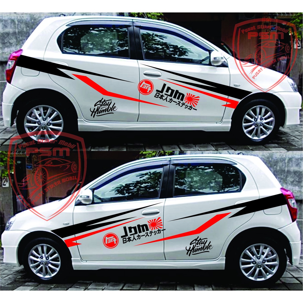 2 PCS KANAN KIRI NEW CUTTING STIKER  STICKER MOBIL TOYOTA AGYA ETIOS VALCO SPORT SIDE BODY