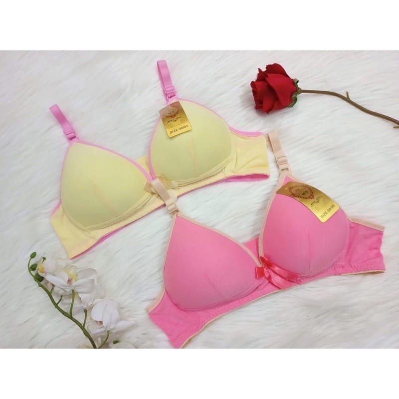 YBJ 477 - Bra Fashion Cantik Remaja Pelajar / BH Pita Busa Tipis Tanpa Kawat