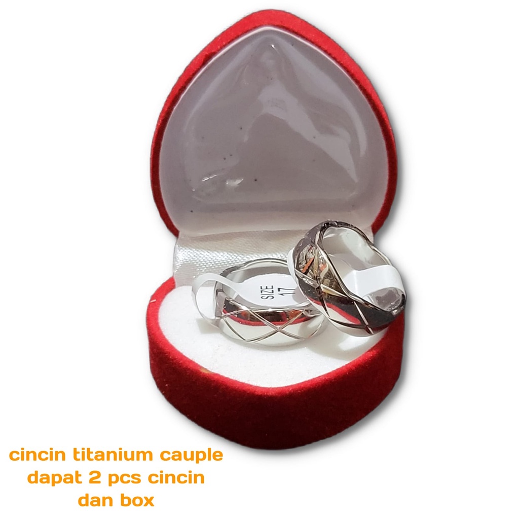 Cincin Kawin Dapat 2 pcs Dan Free Box Cincin Model Love Berlapis Emas 24K Polos